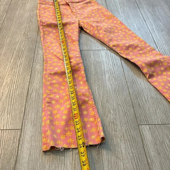 Zara Retro Daisy Floral Flare High Rise Bohemian Jeans 60s 70s 80s 90s size 2 - Picture 13 of 15